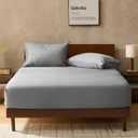 GOKOTTA Bamboo Rayon Sheet Queen Set - Super Soft Cooling with 4 Elastic Corner Straps, Pocket Fitted Sheet, Pillow Cases (Queen - 3 PCS (NO Flat Sheet), 03 Grey)