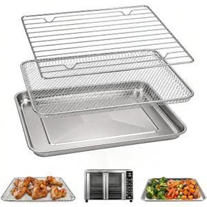 Air Fryer Replacement Tray for Gourmia GTF7655 GTF7350 GTF7460, 3-in-1 Basket Tray Rack Kit, Toaster Oven Replacement Parts for Gourmia French Door Air Fryer Oven