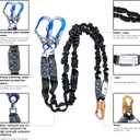 6ft Safety Lanyard Double Leg Internal Shock Absorbing Safety Fall Protection Lanyard with Rope Harness Safety Lanyard Dual Rebar & Snap Hook Roofer Fall Protection EquipmentAluminium Alloy