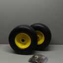 13x5.00-6 Flat Free Lawn Mower Tire and Wheel, Smooth Tread Tire for Lawnmower, Installed 3/4" Bearing with Extra 5/8" Bearing, 3.25"-5.9" Centered Hub, 2 PCS