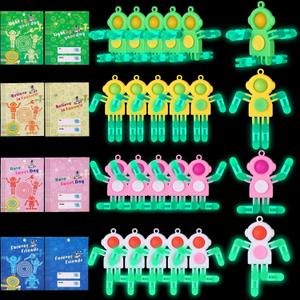 24Pcs Pop Fidget Spinners Bulk - DIY Transformable Fidget Spinner with Cards Robot Keychain Fidget Spinners Glow in The Dark Easter Basket Stuffers Stress Relief Sensory Toys for Kids Adults