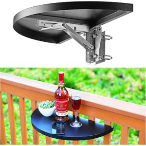 Hulave 304 Stainless Steel Deck Railing Adjustable Railing Folding Table, 10.5"x21" Balcony Railing Hanging Table, for Deck Railing, Patios, Gardens Folding Patio Table (1pack-Black) Hulave 304 Stainless Steel Deck Railing Adjustable Railing Folding Table, 10.5"x21" Balcony Railing Hanging Table, for Deck Railing, Patios, Gardens Folding Patio Table (1pack-Black)