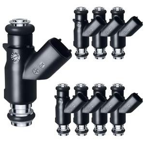 SeyPon Upgraded 4 Holes Flex Fuel Injector Fit For GMC: Sierra/Savana/Yukon, For Chevy: Silverado/Express/Suburban/Tahoe, For Cadi Escalade, V8 4.8L/5.3L/6.0L 2010-2017，OEM # 12613411, 217-3411(7 Pcs)