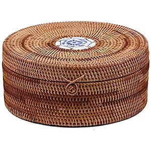 Handmade Natural Rattan Box Round Baskets Tea Cake Dessert Cookie Storage Woven Boxes Kitchen Container Bread Basket With Lid