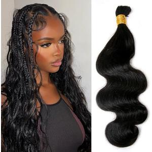 YWIGS Human Hair Braiding Hair for Boho Braids 100G Unprocessed Boho Body Wave Human Hair for Braiding NC 18inch