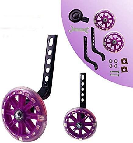 training wheels flash mute wheel bicycle stabiliser mounted Kit compatible for bikes of 12 14 16 18 20 Inch 1 Pair (Purple)