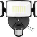 Onforu 75W LED Flood Light Motion Sensor Outdoor, 7000lm Dusk to Dawn Flood Light, Security Light with Three Head, IP65 Waterproof Exterior Floodlight, 6500k Wall Light for Entryway Stairs Yard Garage.4 Packs