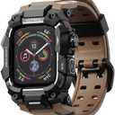 ULTIMAL Rugged Case with Band for Apple Watch Band 45mm,Compatible with Apple Watch Series 9/8/7 45mm,Military Grade Shockproof Bumper Cover for iWatch Tactical Band Men (Coffee Brown, 45mm)