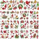 Whaline 12 Sheet Christmas Rub on Transfers Xmas Cardinal Wreath Pine Cone Transfer Stickers Winter Bird Furniture Decals for Home Office Paper Wood DIY Crafts, 5.9 x 5.9 Inch