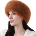 Dikoaina Womens Faux Fur Headband Winter Earwarmer Earmuff Ski (Light Tan)