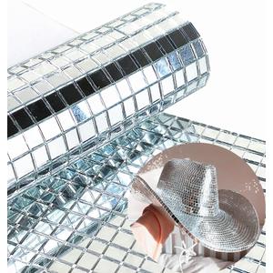 REDODECO Real Glass Silver Mirrors Mosaic Tiles Sticker for Craft Square Glass Tiles Self Adhesive,5mm by 5mm (Silver, 2400PCS)