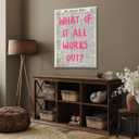 Retro Trendy Newspaper Canvas Wall Art Poster What If All Works Out Positive Affirmation Quote Pink Font For Home Bedroom Dorm Wall Decor12x18inch Unframed