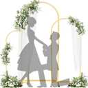 Metal Arch Backdrop Stand 6FT, 5FT, 4FT, Set of 3 Wedding Backdrop Stand Frame Chiara Arches Backdrop Stand Set for Birthday Baby Shower Graduation Anniversary Opening Ceremony, Gold