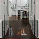 Magic Pet Gate for The House, 71.5" W X 31" H Portable Extra Wide Dog Gates for Doorways, Stairs, No Drill Durable Mesh Puppy Dog Safety Fence Guard, 6 Hooks