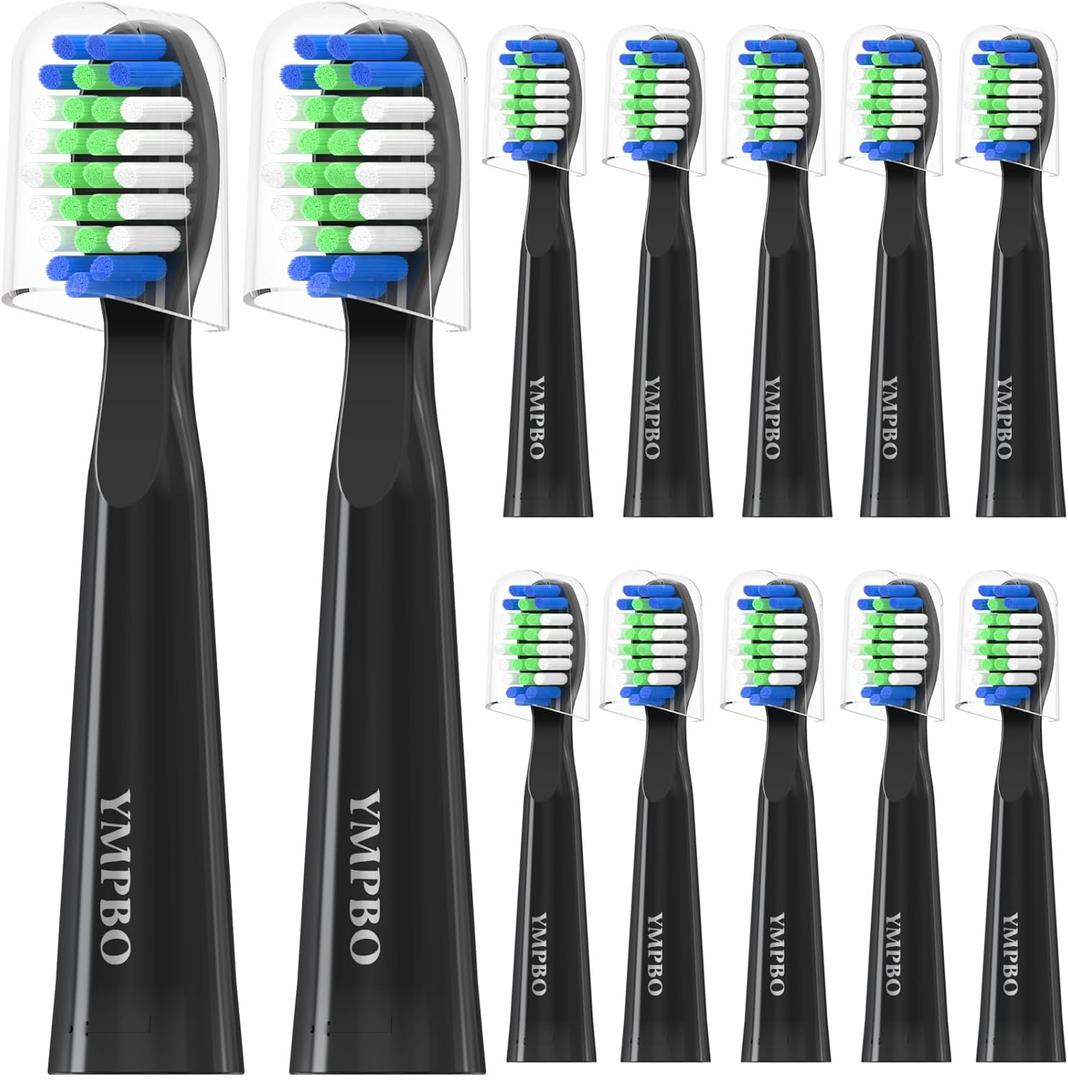 12 Pack Toothbrush Heads Compatible with Bitvae D2 Electric Toothbrush, Tooth Brush Head Replacement Heads Refill, Soft Brush Bristles, Black