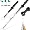 Golf Grip Swing Training Aid - Retractable Click Club Trainer Indoor Practice Warm Up Stick Flexible Telescopic Short Club Tempo Sound Release Trainer Devices (Black-For Right Hand)