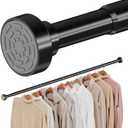 Supforce No Drilling Closet Rods for Hanging Clothes, Non Slip Tension Rod with Heavy Duty Clothes Hanging Rod, 17-28 Inches Adjustable Spring Closet Rod for Closet Wardrobe Bathroom Laundry RV, Black