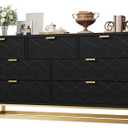 IDEALHOUSE Black 7 Drawer Dresser for Bedroom, 53.5 Large Dresser with Metal Legs, Modern Chest Organizer with Wide Storage, Chest of Drawers for Bedroom, Living Room, Entryway