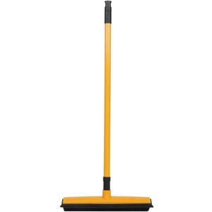 Pet Hair Sweeper, Rubber Broom Pet Hair Lint Removal Device with Telescopic Bristles Sweep Cleaner 27 to 47 Inches Adjustable Length Rubber Bristles TPE Scraper for Carpet Tile Hardwood Linoleum (Yellow)