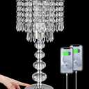 Acaxin Crystal Table Lamps for Bedroom Nightstand - Touch Bedside Lamps with Two USB Charging Ports Silver, 3 Way Dimmable Small Glam Lamp for Girls, Night Stand Lamp for Living Room
