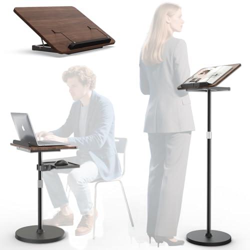 Haweah Lectern Podium Stand - Dual-Use Floor and Desktop Book Holder Stand, Height Adjustable Podium Lectern for Church, Weddings,Speech,Classroom-Black