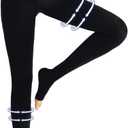 beister Medical Compression Pantyhose Women & Men,20-30mmHg Open Toe Thigh High Compression Tights Graduated Support, Black, Small