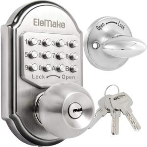 Keyless Entry Keypad Deadbolt Door Lock 304 Stainless Steel 100% Mechanical - No Risk of Low Power (Silver)