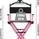 Lorvain Pink Foldable Makeup Artist Stool Chair, Aluminum Makeup Chair with Head Rest for Studio Salon Vanity, Bar Height, 8.66 inches x 20.48 inches x 37.6 inches