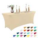 IVAPUPU 6FT Table Cloth for Rectangular Fitted Events Stretch Champagne Table Covers Washable Cover Spandex Tablecloth Protector for Party, Wedding, Cocktail, Banquet, Festival
