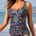 Aqua Eve Tankini Tops for Women Swimwear Top Only Tummy Control Bathing Suit Top No Bottom  (M)