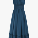 GRACE KARIN Womens Summer Dress Sleeveless Spaghetti Strap Smocked Ruffle Beach Long Maxi Dress with Pockets Size M