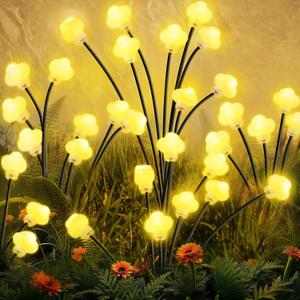 Solar Lights Outdoor 4 Pack 32 LED Solar Cloud Swaying Lights Garden Waterproof Outdoor Decor for Yard Patio & Pathway (Warm White-4P)