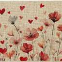 Artoid Mode Flowers Love Heart Valentines Doormat,Home Decor Low-Profile Door Mat Switch Rug Floor Mat for Indoor Outdoor 17x29 Inch