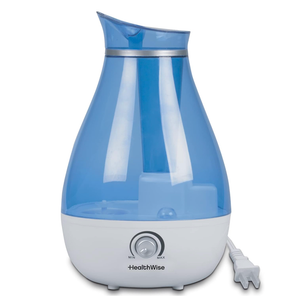 HealthWise Cool Mist Ultrasonic Humidifier | For Medium Size Rooms | No Filter Required | 24 Hour Run Time, Blue, 2.6L
