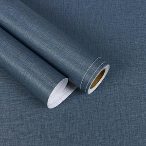EaseStick Navy Blue Grasscloth Wallpaper Textured Peel and Stick Grass Cloth Wallpaper Blue Faux Grasscloth Contact Paper 15.7"x160" Thick Removable Waterproof Linen Vinyl Wall Paper for Cabinets Wall