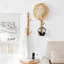 Vertical Coat Rack Wall Mounted - Height 36 Inches, Oak Wood Vertical Hat Rack for Wall with 9 Hooks, Modern Coat Rack Tree for Hanging Hats, Jackets, Bags in Entryway Bedroom Office