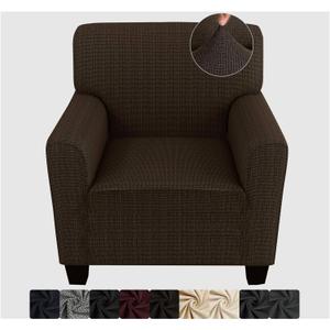 ZNSAYOTX Chair Slipcovers with Arms for Living Room High Stretchy Spandex Pet Friendly Armchair Furniture Protection Covers (Coffee, Chair) (Small)