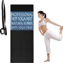 Tatago Hot Yoga Mat Non-Slip- Professional Grade Natural Rubber Yoga Mat, Pliates Mat, Stretching  Nonslip for Hot and Sweaty Classes. Includes a yoga Strap for Carrying and Stretching, 72 Inch