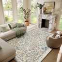Machine Washable Rugs for Living Room: 6x9 Area Rugs for Bedroom Vintage Stain Resistant Non Slip Low Pile Soft Carpet Rug for Kitchen Dining Room Farmhouse Kids Room Nursery Playroom