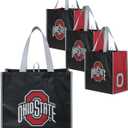 FOCO NCAA Team Logo Reusable Grocery Shopping Bags Totes (4-Pack)
