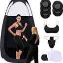 Large Spray Tan Tent Kit, Deluxe Pop Up Portable Professional Self Tanning Tent with Carry Bag Waterproof Floor, Sunless Spray Tan Booth with Vent Opening (Black)