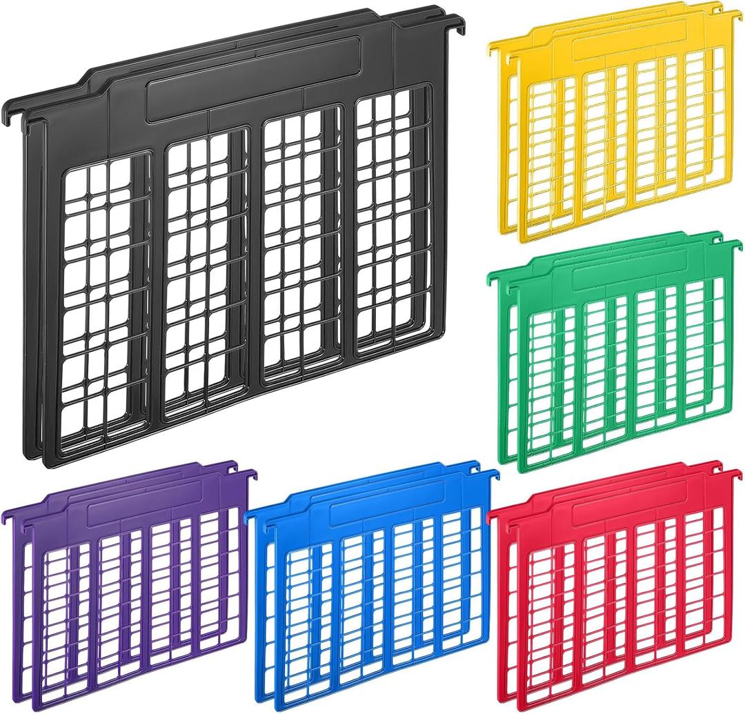 12 Pack File and Folder Dividers 11 x 6 Inches Hanging Filing Cabinet Dividers Plastic Folder Organizer Insertable File Separators Office Filing Supplies for Organization (Multicolor)
