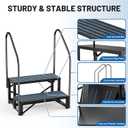 RV Steps Spa Steps with Handrail - 2 Step Hot Tub Steps Trailer Steps Mobile Home Stairs for 5th Wheel RV, Trailer, Hot Tub, Pool, Porch with Non-Slip Mats