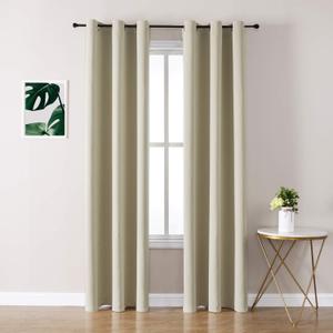 ChrisDowa Grommet Room Darkening Curtains for Bedroom and Living Room - 2 Panels Set Thermal Insulated Blackout Curtains (Beige, 42W x 84L)