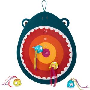 B. toys – Hungry Toss Shark Toys – Indoor Outdoor Sports Game for Kids with 1 Fabric Board & 4 Soft Darts – Develop Hand-Eye Coordination & Active Play – Great for Parties & Family Fun – 3+ Years