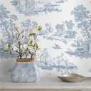 2 x Hopepak Blue Toile Peel and Stick Wallpaper Vintage Contact Paper Blue and White Self Adhesive Waterproof Removable French Contact Paper for Cabinets Bedroom Bathroom 17.3"x78.7"