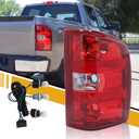 Tail Light Assembly Compatible with Chevy Silverado 07-13 1500 | 07-14 2500 HD 3500 HD, OE-Style Replaces 25958483 GM2801207, w/Bulbs and Harness, Right Passenger Side, Red Border