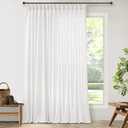 Ivory White Pinch Pleat Linen Sheer Curtains 90 Inches Long 100 Inch Wide for Patio Sliding Door Light Filtering Semi Sheer Pleated Drapes Back Tab Extra Wide 100 x 90 Curtain for Living Dining Room