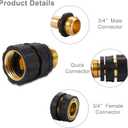 Quick Connect Garden Hose Fittings, Premium 3/4 Inch Garden Hose Quick Connect, 4 Set Male and Female Quick Release Hose Connectors, Easy Connect No-Leak Garden Hose Quick Connector