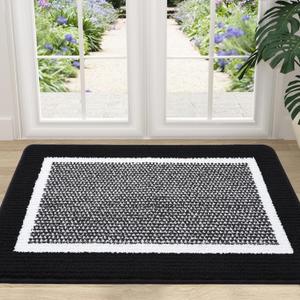 Colorxy Indoor Door Mat, Non-Slip Absorbent Resist Dirt Entrance Mat, Sturdy Low-Profile Inside Floor Mats, Washable Front Entry Doormats for Entryway, 36''x20'', Black